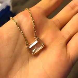 Ralph Lauren Gold Necklace with Square Stone